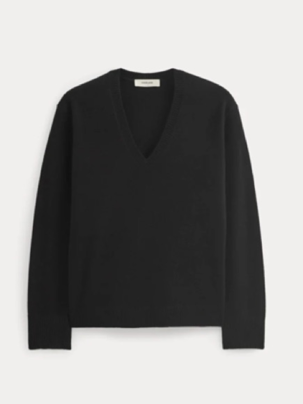 Everlane The Classic V Cashmere Sweater Black Lightweight Knit - Size S
